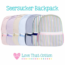 Load image into Gallery viewer, Seersucker Backpack (several colors)
