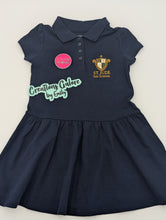 Load image into Gallery viewer, St. Jude's Embroidered Girls Ruffle Polo Dress
