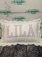 Load image into Gallery viewer, Personalized 12x20 Scalloped Pillow Cover
