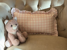 Load image into Gallery viewer, Personalized 12x20 Gingham Ruffled Edge Pillow Cover (PREORDER 4-6 WEEK TAT)
