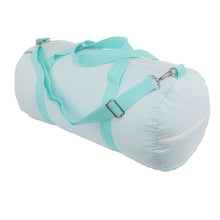 Load image into Gallery viewer, Mint Brand Personalized Seersucker Large Weekend Size Duffel Bag with Crossbody Strap (20.5&quot;x16&quot;)
