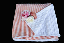 Load image into Gallery viewer, Embroidered Crib-Sized Seersucker Minky Blanket
