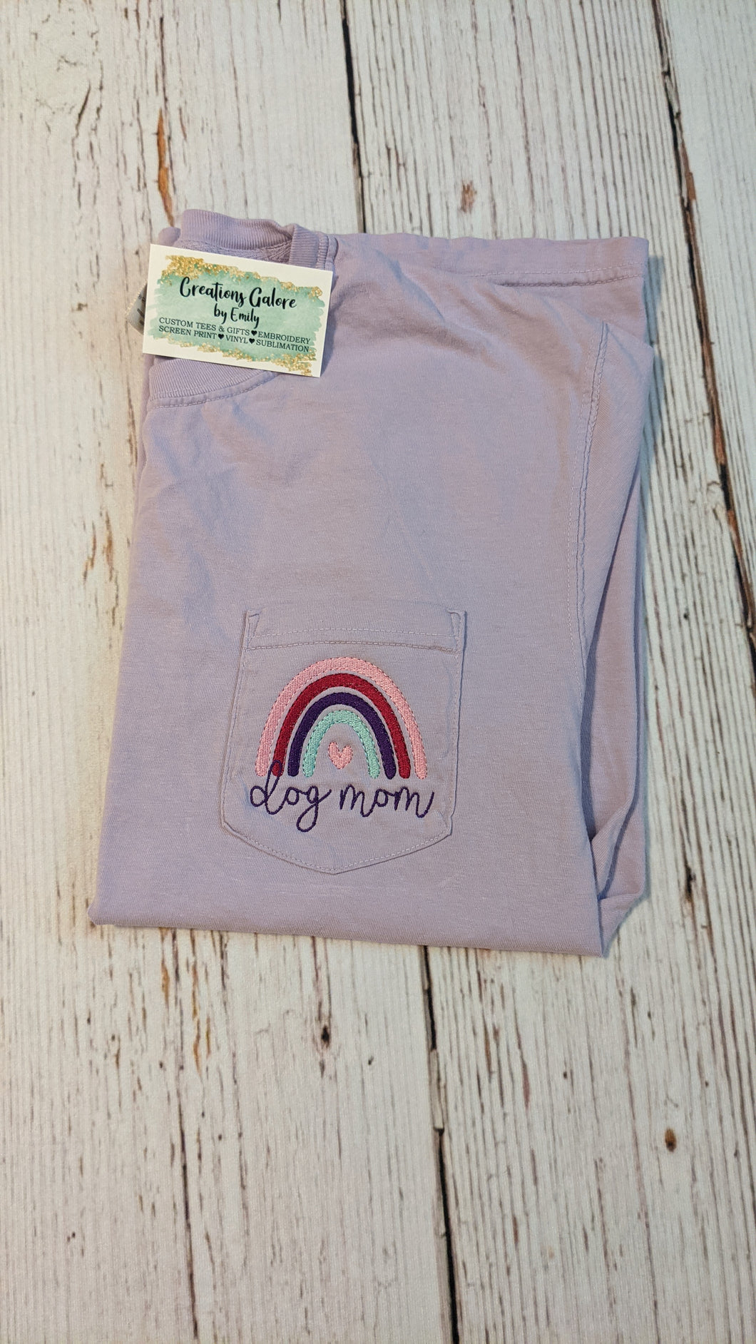 Rainbow Dog Mom Comfort Colors Brand Short Sleeve Pocket T-Shirt