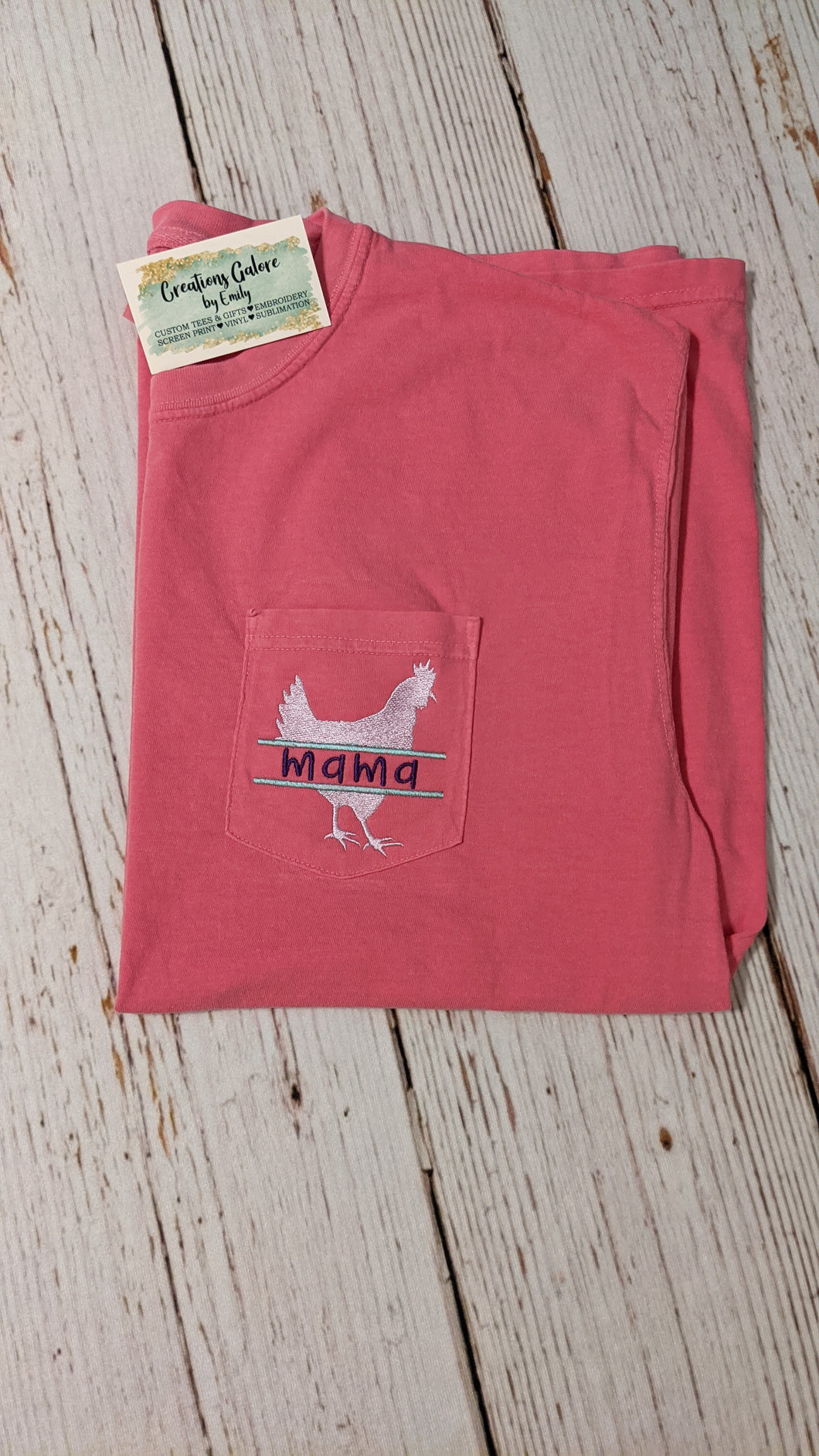 Chicken Mama (or any name) Comfort Colors Brand Short Sleeve Pocket T-Shirt
