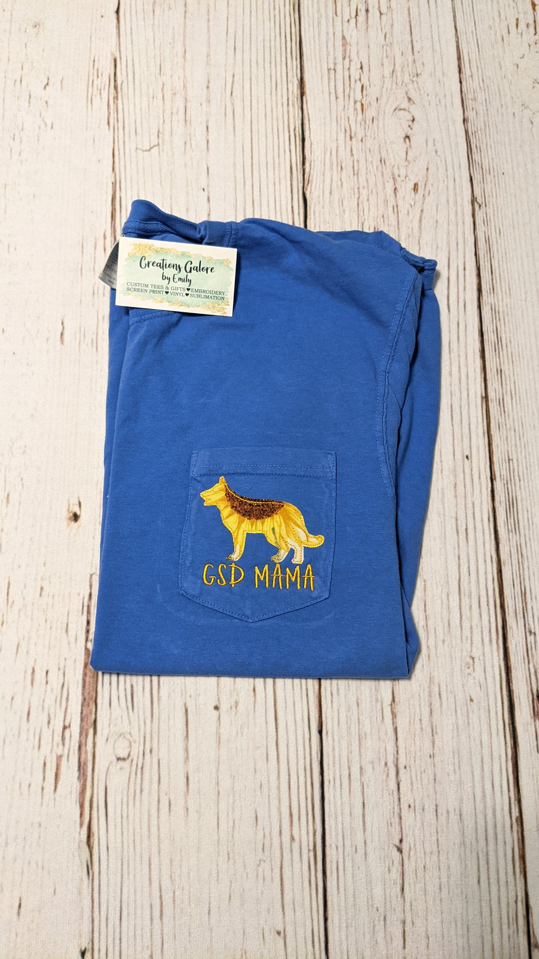 GSD Mama Comfort Colors Brand Short Sleeve Pocket T-Shirt (German Shepherd)