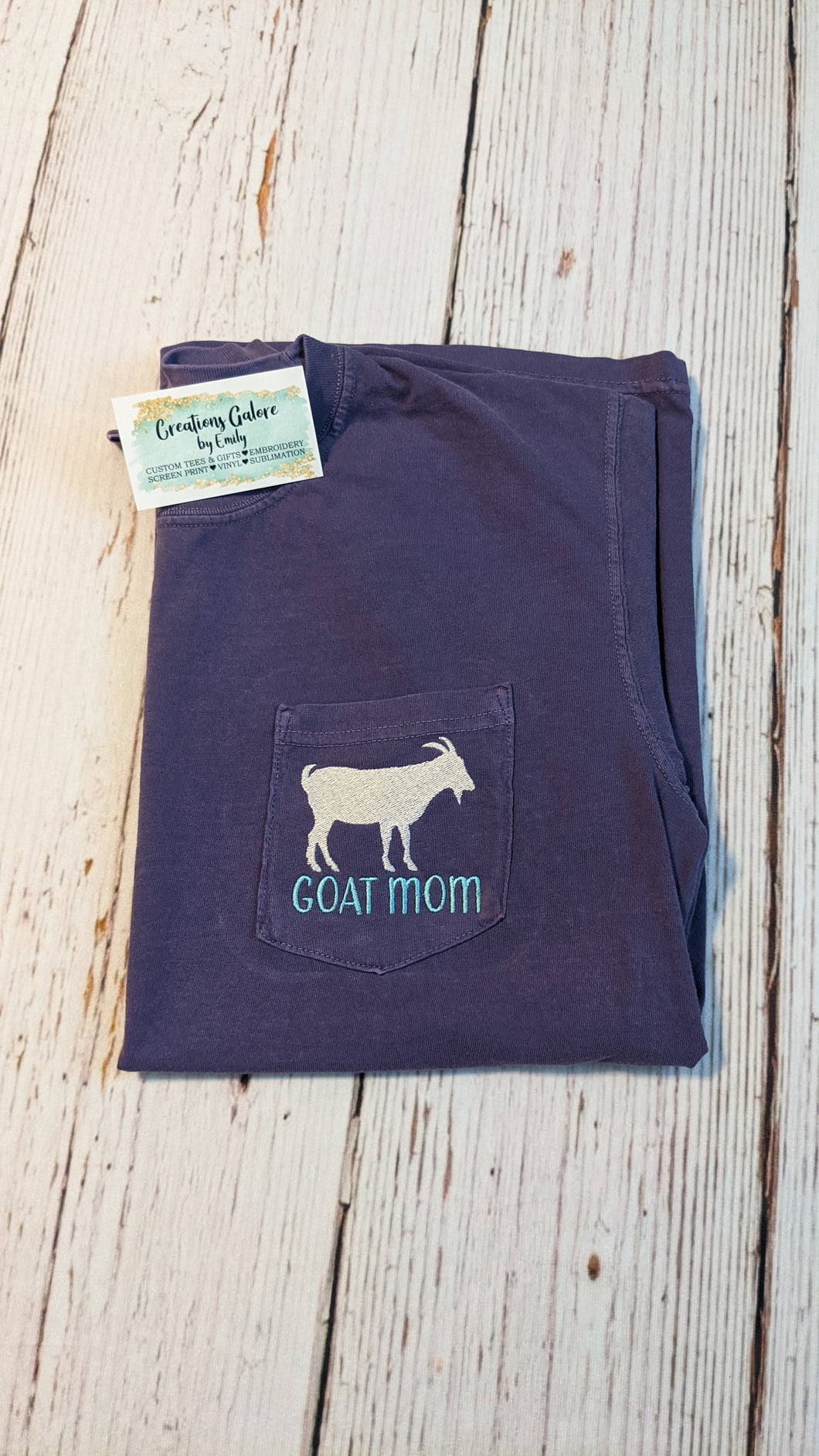 Goat Mama (or any name) Comfort Colors Brand Short Sleeve Pocket T-Shirt