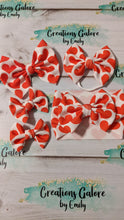 Load image into Gallery viewer, Valentine&#39;s Red Hearts on White Background Print Headwraps &amp; Bows
