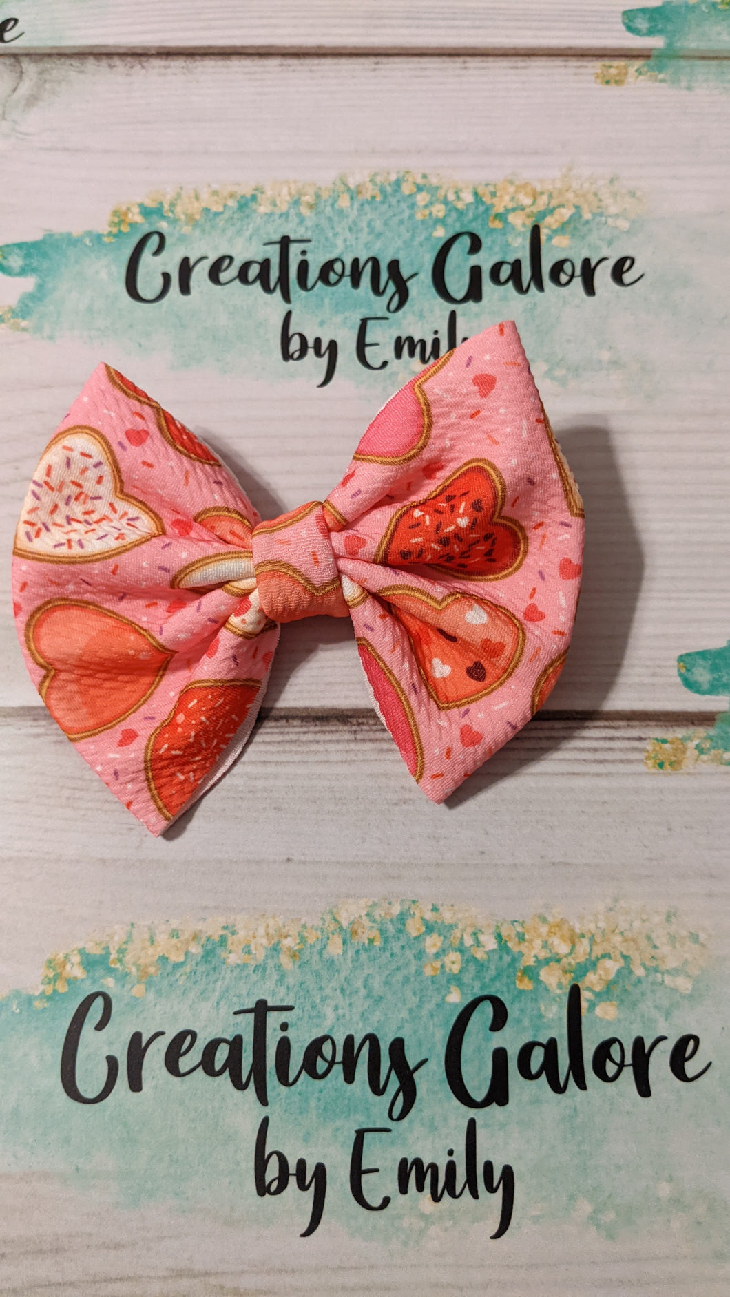 Valentine's Cookie Hearts Print Headwraps & Bows