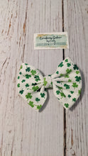 Load image into Gallery viewer, St. Patrick&#39;s Clovers on White Background Print Headwraps &amp; Bows
