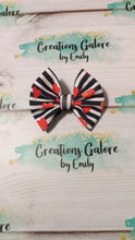 Load image into Gallery viewer, Valentine&#39;s Black/White Stripe with Red Hearts Print Headwraps &amp; Bows
