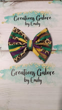 Load image into Gallery viewer, Mardi Gras Leopard Cheetah Paint Smear Print Headwraps &amp; Bows

