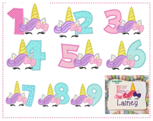 Load image into Gallery viewer, Unicorn Number Birthday Embroidered Shirt
