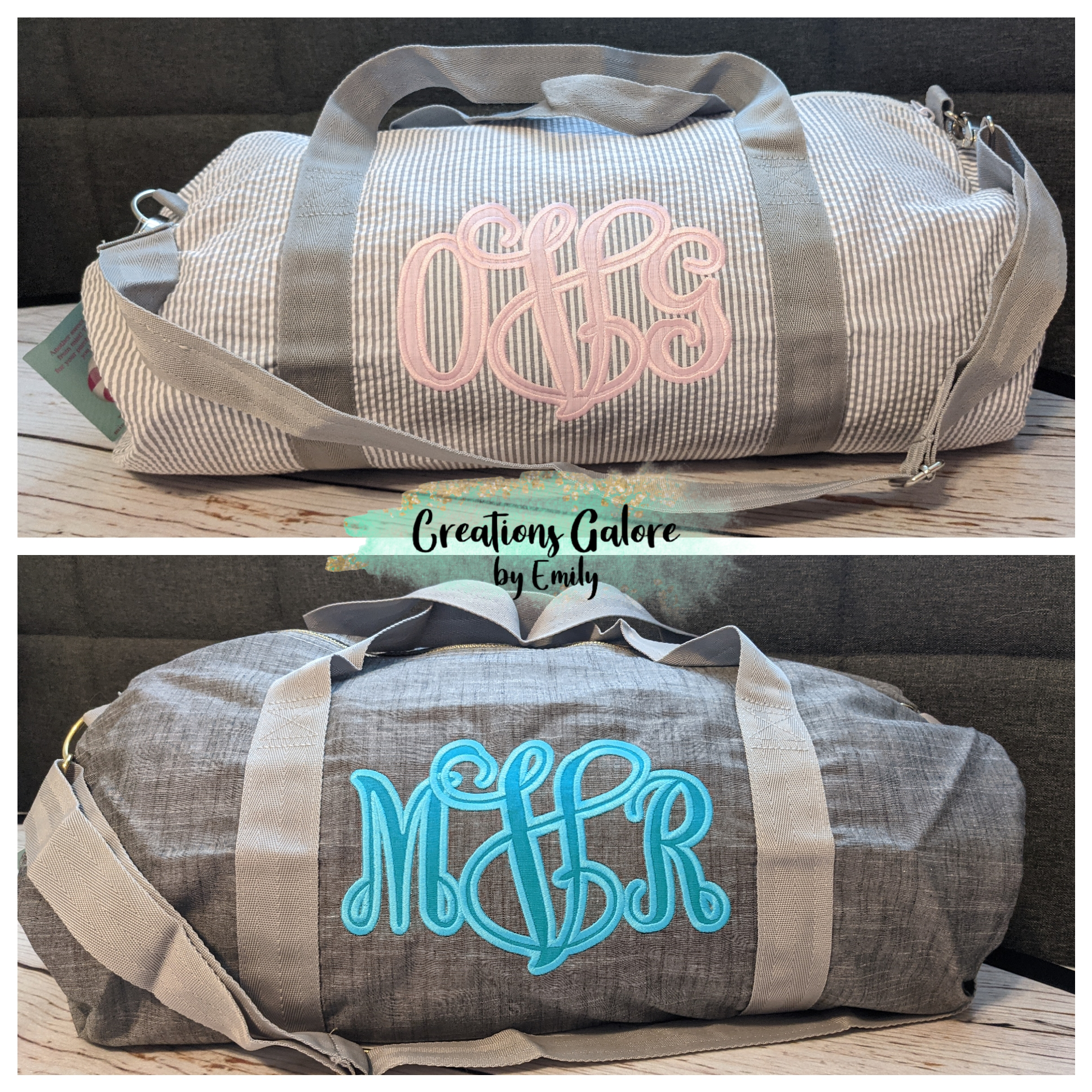 Personalized Baby Duffle Bag Monogram Seersucker Baby Bag 
