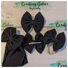 Load image into Gallery viewer, Black Solid Bullet Headwraps &amp; Bows
