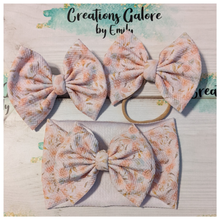 Load image into Gallery viewer, Pink Floral Print Headwraps &amp; Bows
