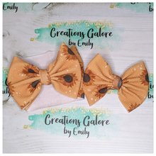 Load image into Gallery viewer, Sunflowers on Yellow Background Print Headwraps &amp; Bows
