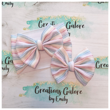 Load image into Gallery viewer, Vintage Rainbow Stripes Print Headwraps &amp; Bows
