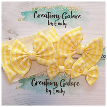 Load image into Gallery viewer, Yellow Gingham Print Headwraps &amp; Bows
